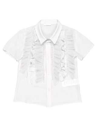 Lulù by Miss Grant camicia a manica corta con rouches bianco latte