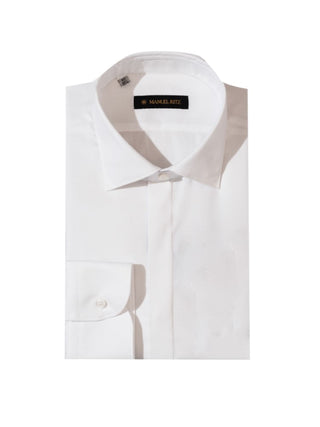 Manuel Ritz camicia manica lunga in cotone bianco