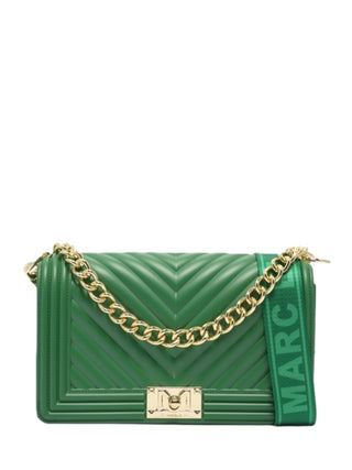 Marc Ellis borsa trapuntata Flat M con tracolla e spallaccio verde smeraldo