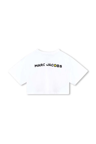 Marc Jacobs T-shirt crop manica corta con smile bianco giallo