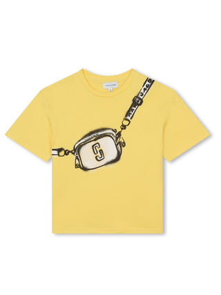 Marc Jacobs T-shirt manica corta in cotone con stampa borsa giallo