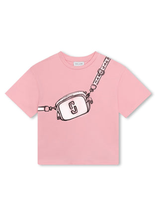 Marc Jacobs T-shirt manica corta in cotone con stampa borsa rosa