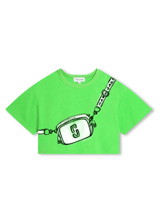Marc Jacobs T-shirt crop manica corta con stampa borsa verde fluo