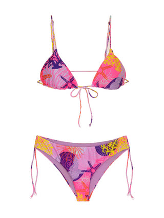 Me Fui bikini triangolo e slip fisso in fantasia Seashell multicolor