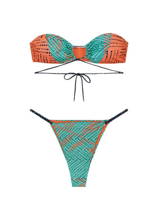 Me Fui bikini fascia e slip in fantasia Exotic verde arancio