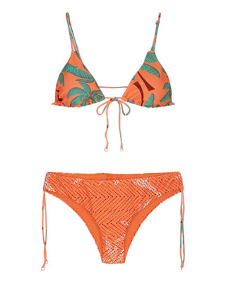 Me Fui bikini triangolo e slip in fantasia Exotic arancio verde