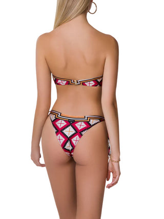 Me Fui bikini fascia e slip in fantasia Guarda Pampa rosso bianco