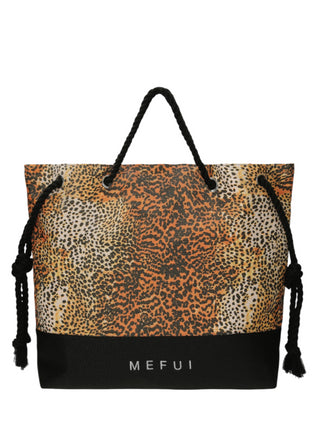 Me Fui borsa mare in fantasia animalier Stained arancio nero