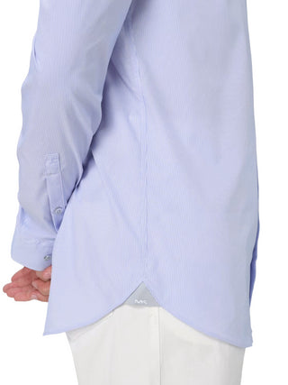 Michael Kors camicia manica lunga slim fit a righe celeste bianco