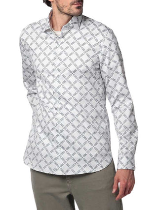 Michael Kors camicia manica lunga Empire in fantasia bianco blu