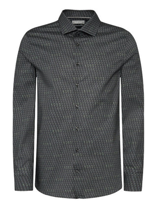 Michael Kors camicia manica lunga slim in fantasia nero verde