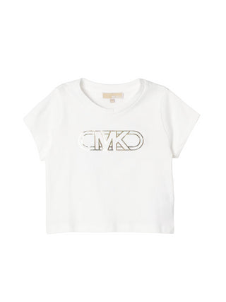 Michael Kors T-shirt manica corta con logo monogram bianco latte