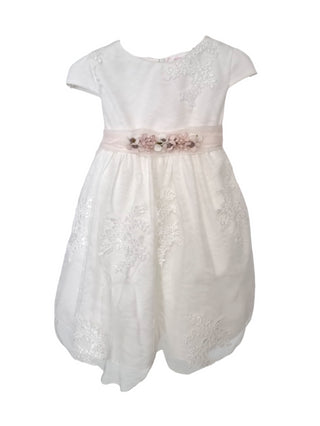 Mimilù abito neonata da cerimonia in tulle ricamato bianco