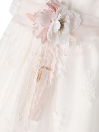 Mimilù abito da cerimonia con maniche in pizzo ricamato bianco