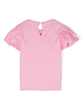 Miss Blumarine T-shirt maniche corte con logo strass rosa