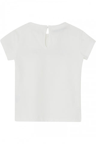 Miss Blumarine T-shirt neonata manica corta con logo strass bianco