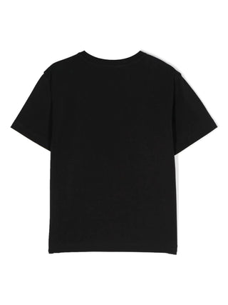Moschino T-shirt manica corta con logo e orsetto borchiato nero