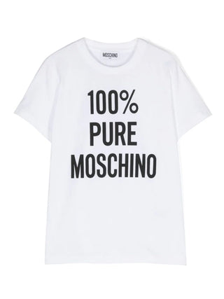 Moschino T-shirt a maniche corte in cotone con logo bianco