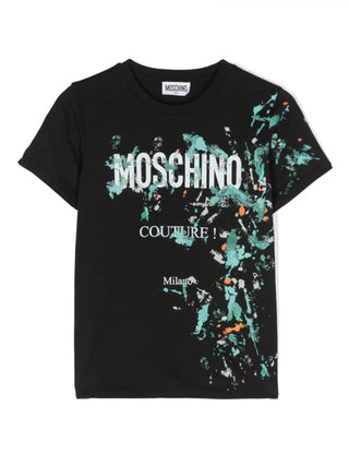 Moschino T-shirt a maniche corte con logo e stampe multicolor nero