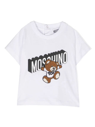 Moschino T-shirt a maniche corte con orsetto Toy bianco