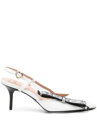 Moschino Love decollete slingback in pelle bianco