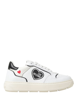 Moschino Love sneakers in pelle martellata con logo bianco