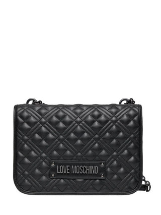 Moschino Love borsa in ecopelle trapuntata con logo nero argento
