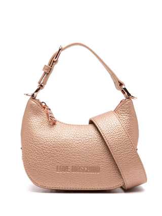 Moschino Love borsa a mezzaluna in ecopelle effetto laminato oro rosa