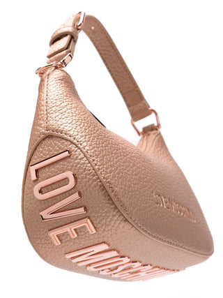 Moschino Love borsa a mezzaluna in ecopelle effetto laminato oro rosa