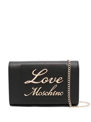 Moschino Love borsa a tracolla in ecopelle con maxi logo nero