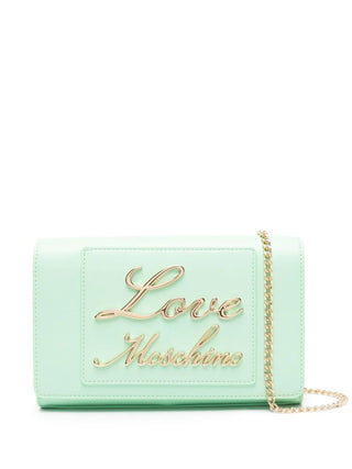 Moschino Love borsa a tracolla in ecopelle con maxi logo verde menta