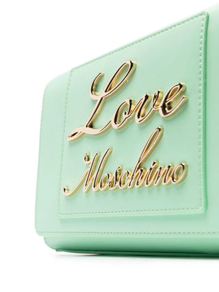 Moschino Love borsa a tracolla in ecopelle con maxi logo verde menta