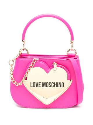 Moschino Love borsa a mano con tracolla e placca cuore fucsia