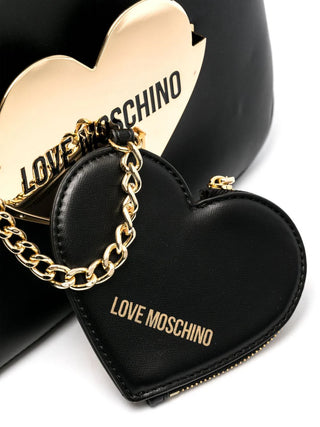 Moschino Love borsa a spalla in ecopelle con cuore metallico nero