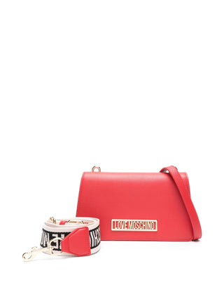 Moschino Love borsa con doppia tracolla in ecopelle martellata rosso