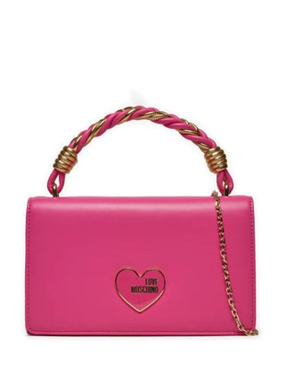 Moschino Love borsa con manico intrecciato in ecopelle liscia fucsia