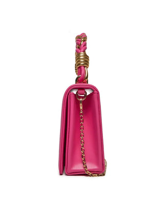 Moschino Love borsa con manico intrecciato in ecopelle liscia fucsia