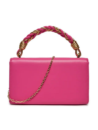 Moschino Love borsa con manico intrecciato in ecopelle liscia fucsia