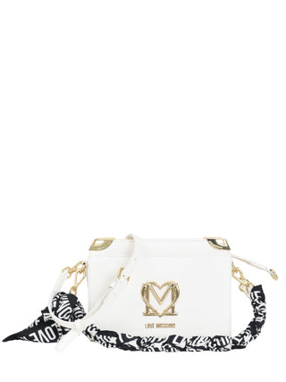 Moschino Love borsa a spalla con tracolla in ecopelle bianco