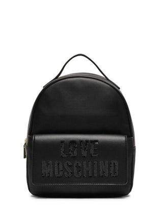 Moschino Love zaino in ecopelle con logo paillettes nero