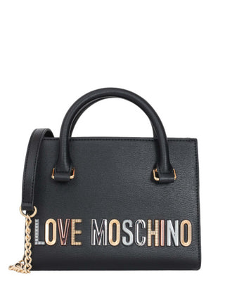 Moschino Love borsa a mano con logo metallico nero