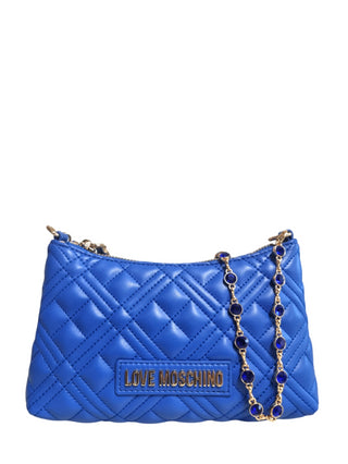 Moschino Love borsa con tracolla gioiello in ecopelle trapuntata blu