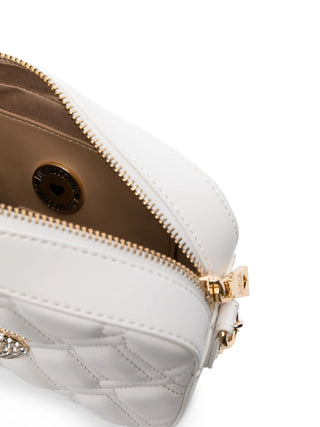 Moschino Love borsa a tracolla in ecopelle trapuntata con strass bianco