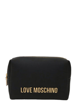 Moschino Love pochette in ecopelle con placca logo nero