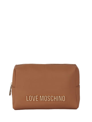 Moschino Love pochette in ecopelle con logo marrone cuoio