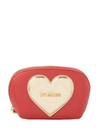 Moschino Love pochette in ecopelle con cuore metallico rosso