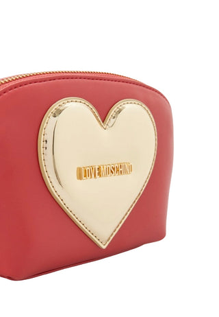 Moschino Love pochette in ecopelle con cuore metallico rosso