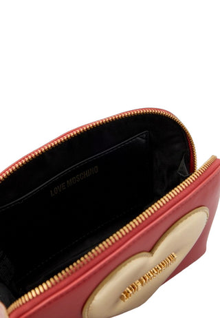 Moschino Love pochette in ecopelle con cuore metallico rosso