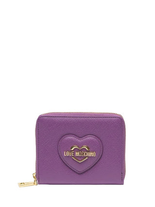 Moschino Love portafogli in ecopelle saffiano con zip viola