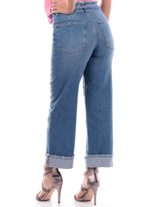 Only jeans Maddie a vita alta con cintura lavaggio blu medio